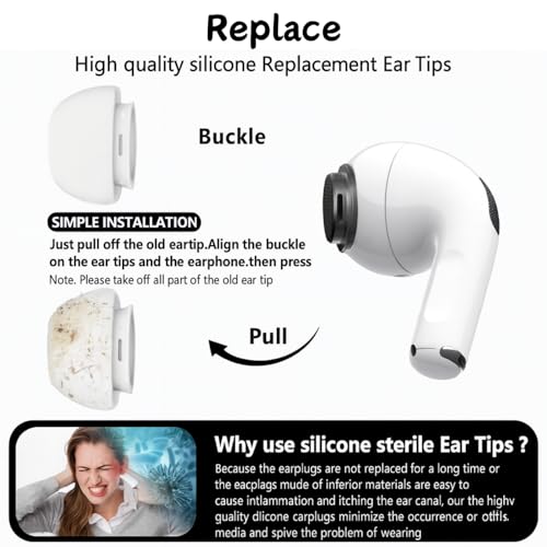 Flavizo 4 Pairs AirPods Pro Ear Tips for 2nd/1st Generation, Earbuds with Storage Case, Replacement Earbud Tips, Soft SiliconeEartips in 4 Sizes (XS/S/M/L) - White - Image 5
