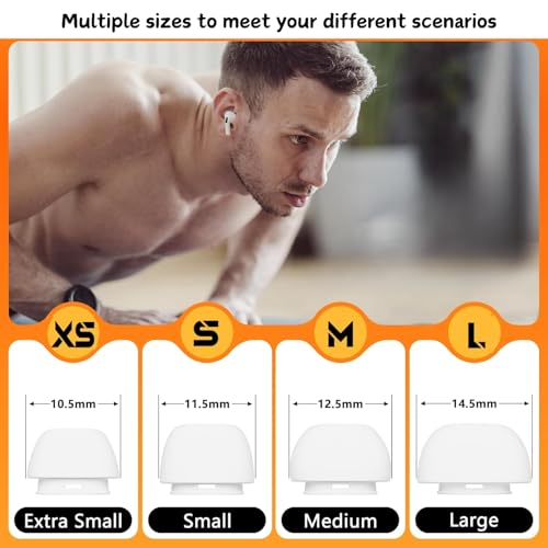 Flavizo 4 Pairs AirPods Pro Ear Tips for 2nd/1st Generation, Earbuds with Storage Case, Replacement Earbud Tips, Soft SiliconeEartips in 4 Sizes (XS/S/M/L) - White - Image 2