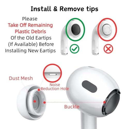 Flavizo 4 Pairs AirPods Pro Ear Tips for 2nd/1st Generation, Earbuds with Storage Case, Replacement Earbud Tips, Soft SiliconeEartips in 4 Sizes (XS/S/M/L) - White - Image 4
