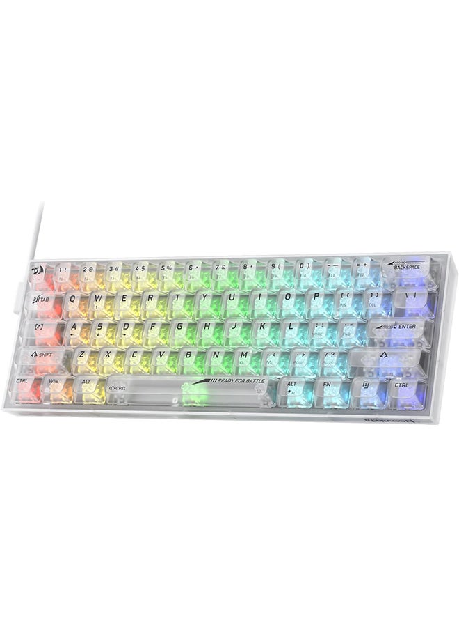 ريدراجون لوحة مفاتيح الألعاب السلكية RGB Redragon K617 SE بنسبة 60%، 61 مفتاحًا، لوحة مفاتيح ميكانيكية شفافة بالكامل مع لوحة شبه شفافة، مفتاح خطي مخصص، مدعوم ببرنامج تشغيل/برمجيات احترافية. - Image 1