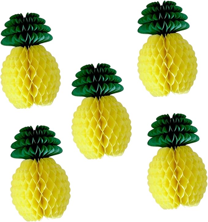 Tropical Pineapple Honeycomb Ball Decorations 5PCS 20CM For Birthday Hawaiian Party - Image 1