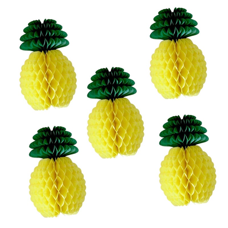 Tropical Pineapple Honeycomb Ball Decorations 5PCS 20CM For Birthday Hawaiian Party - Image 2