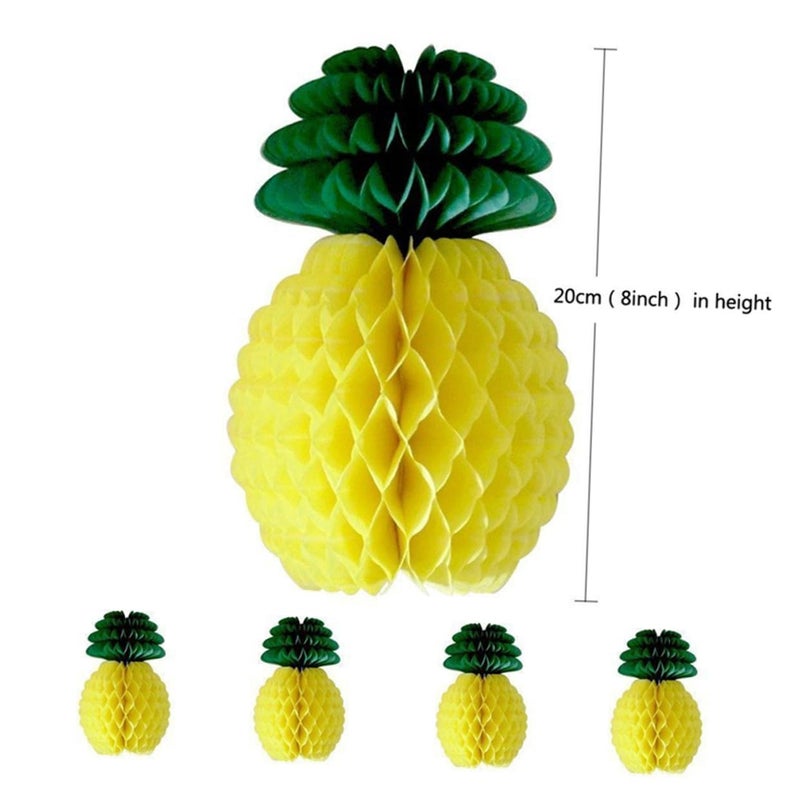 Tropical Pineapple Honeycomb Ball Decorations 5PCS 20CM For Birthday Hawaiian Party - Image 3