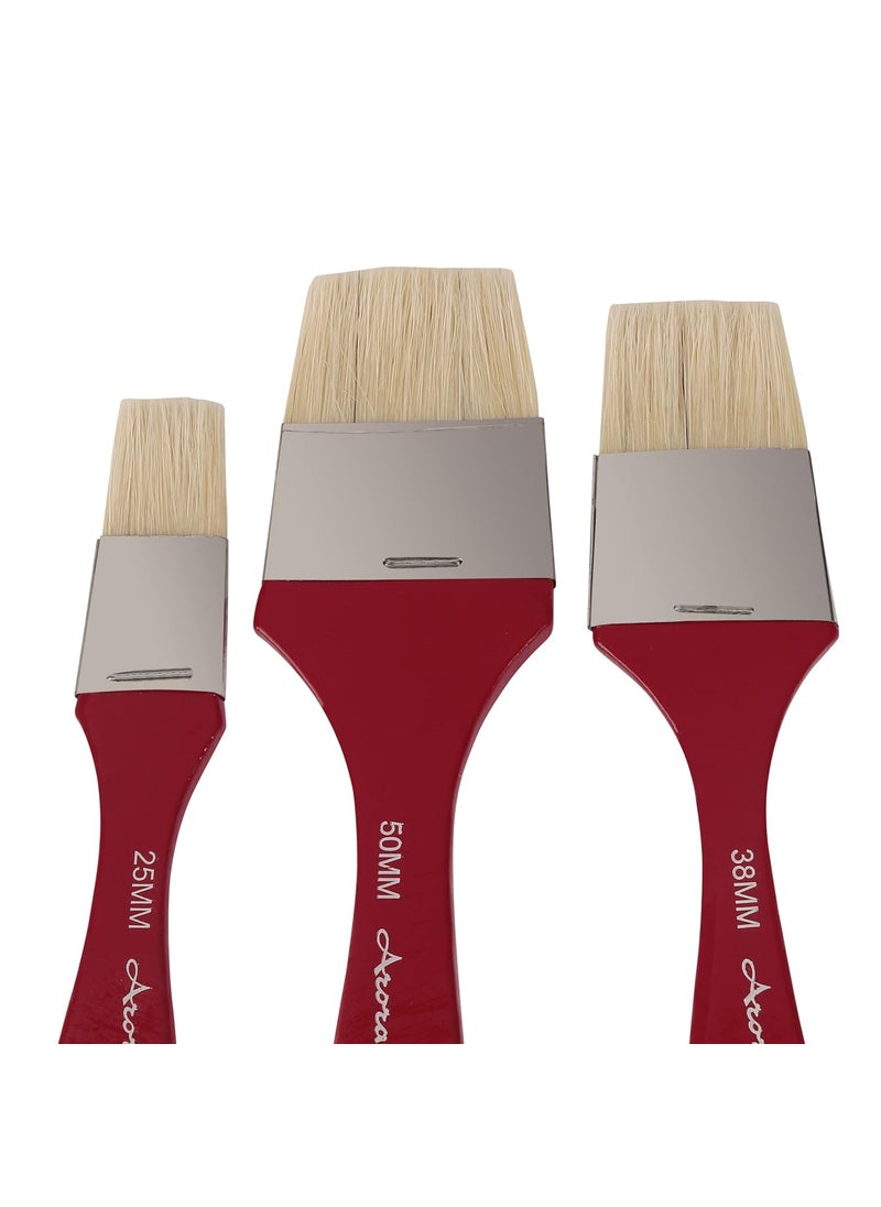 Arora Arora Hard White Hair Flat Bristles Paint Brush Set of 1 inch, 1.5 Inch and 2 Inch for Oil and Acrylic Color Painting  - Image 2