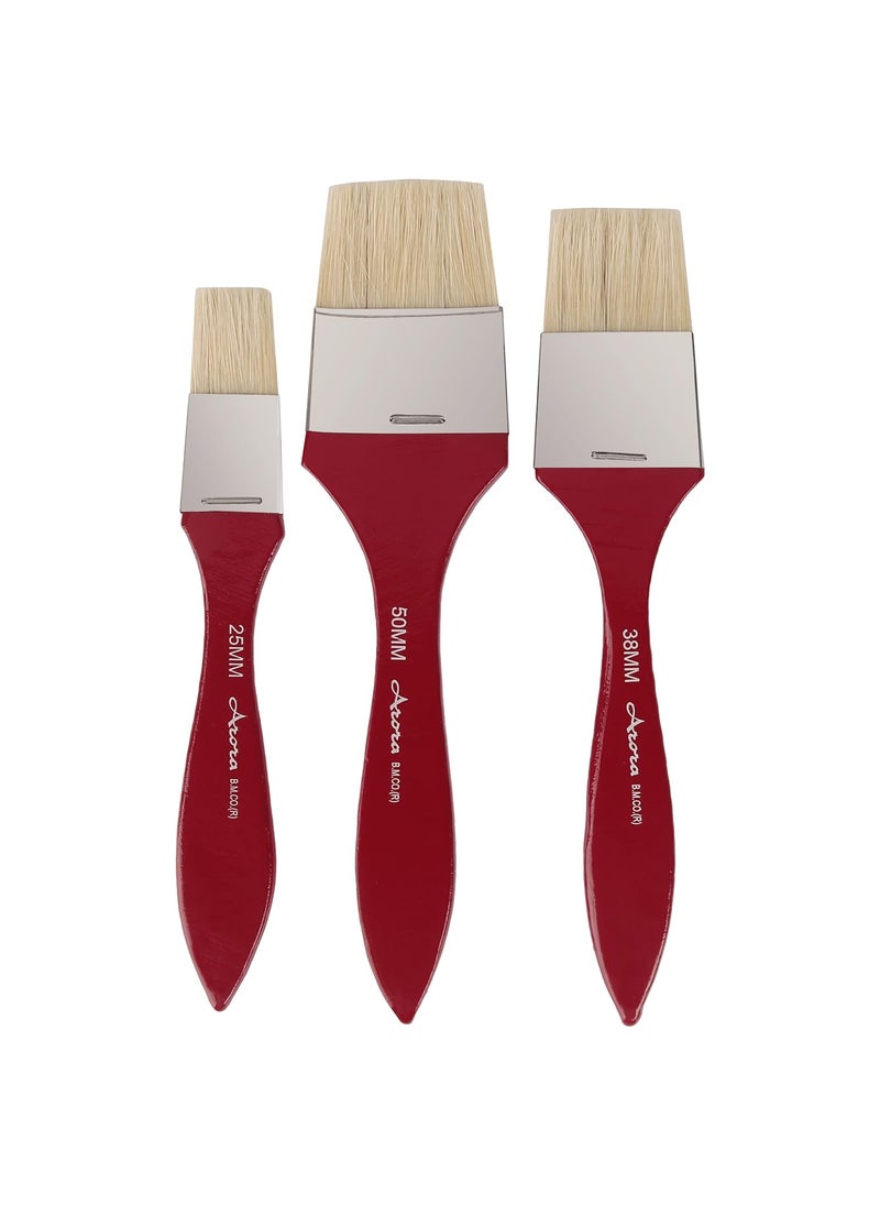 Arora Arora Hard White Hair Flat Bristles Paint Brush Set of 1 inch, 1.5 Inch and 2 Inch for Oil and Acrylic Color Painting  - Image 1