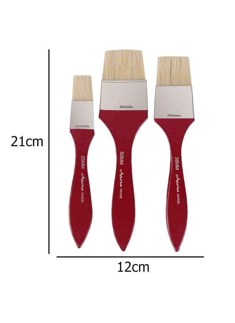 Arora Arora Hard White Hair Flat Bristles Paint Brush Set of 1 inch, 1.5 Inch and 2 Inch for Oil and Acrylic Color Painting  - Image 3