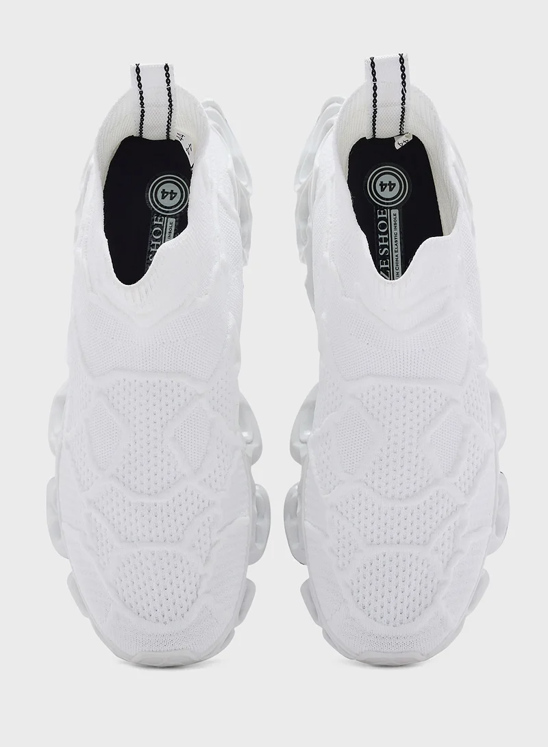 Seventy Five Elevated Flex Outsole Knitted Pull On Sneakers