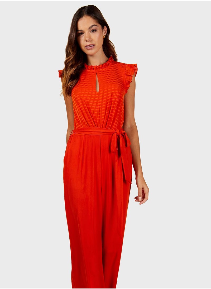 Little Mistress - Wide Leg Frill Neck Jumpsuit - Image 1