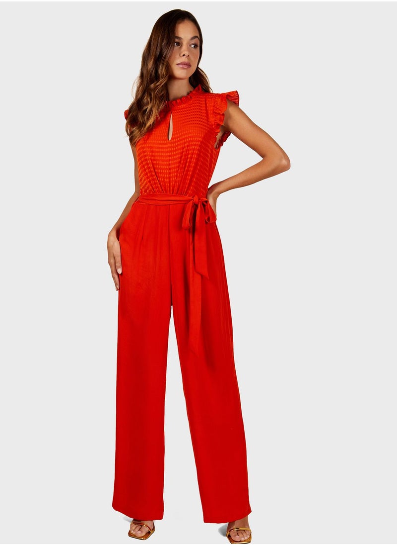 Little Mistress - Wide Leg Frill Neck Jumpsuit - Image 1