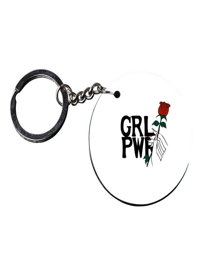 Anuman007 | keychain girls power | keychain for royal enfield classic 350 Printed Wooden Keychains | Circle Shape Set of 2 keyrings 2x2 inch - Image 3