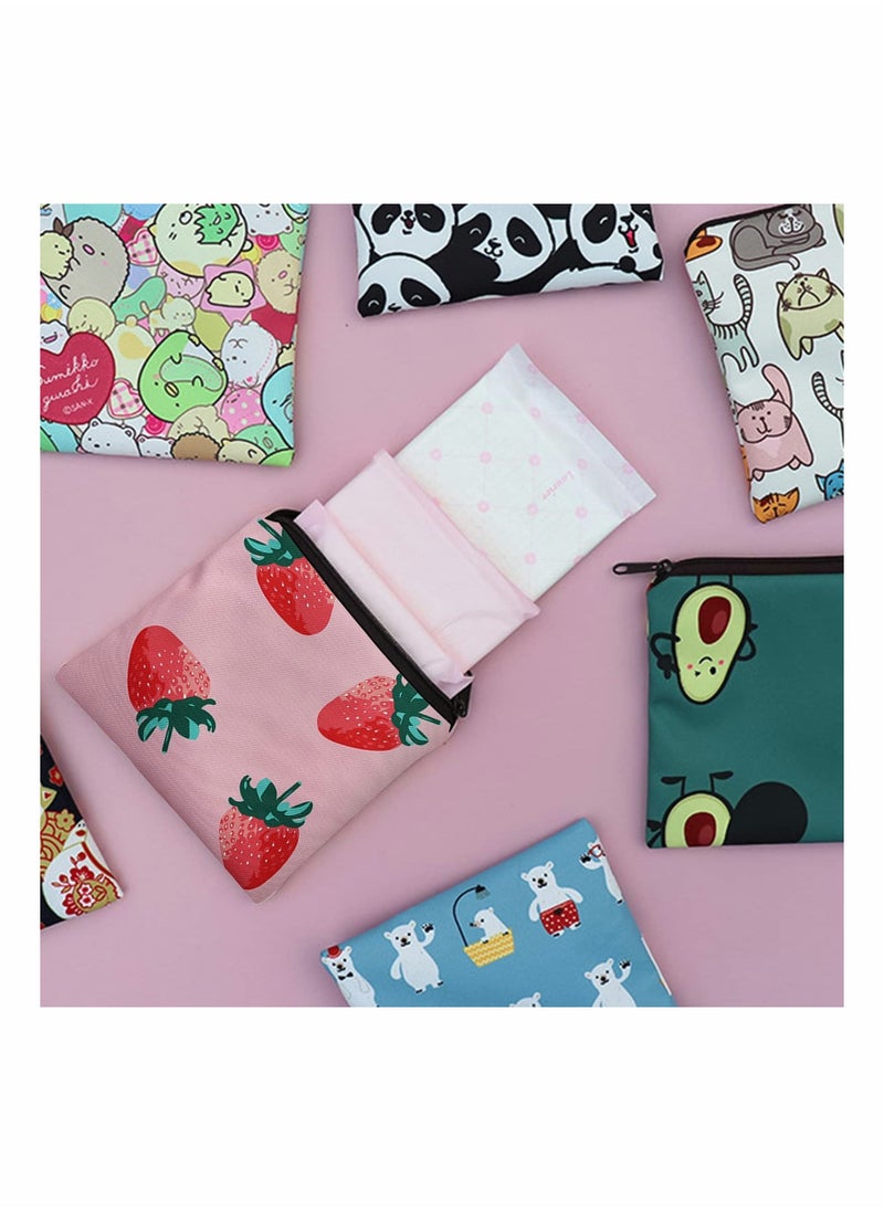 Sanitary Napkin Storage Bag, 3 Pack Cartoon Sanitary Napkin Pads Storage Bag with Zipper 5x5 inches First Period Bag for Girls, Women, Ladies - Image 2