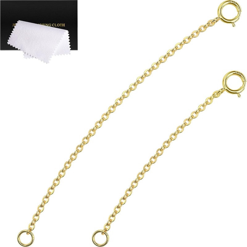 VANBARIS Gold Necklace Extender 14K, 925 Sterling Silver Necklace Extenders Gold Chain Bracelet Anklet Jewelry Extension for Women, 2 Piece Set (2, 3 Inches) - Image 1