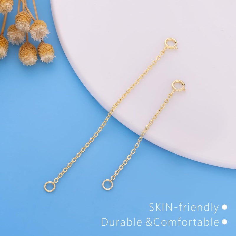 VANBARIS Gold Necklace Extender 14K, 925 Sterling Silver Necklace Extenders Gold Chain Bracelet Anklet Jewelry Extension for Women, 2 Piece Set (2, 3 Inches) - Image 5
