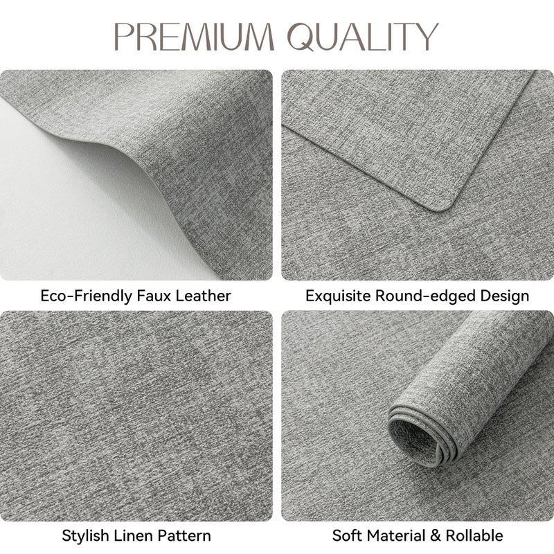 Romanstile Vinyl Placemats Set of 6-12 X 17 Inch - Faux Leather 100% Waterproof Oil-Proof Wipeable Place Mats, Heat Resistant Reversible PU Table Mats for Kitchen Dining Party Outdoor, Light Grey - Image 5