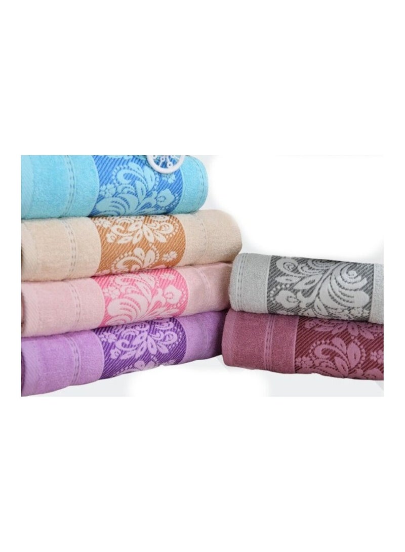 4 pcs Alsweqa Bath Towel Set 100% Pure Egyption Cotton Premimum Quality Home Collection Ultra Soft Aqua Blue,Light Maroon,Light Pink,Cream - Image 2