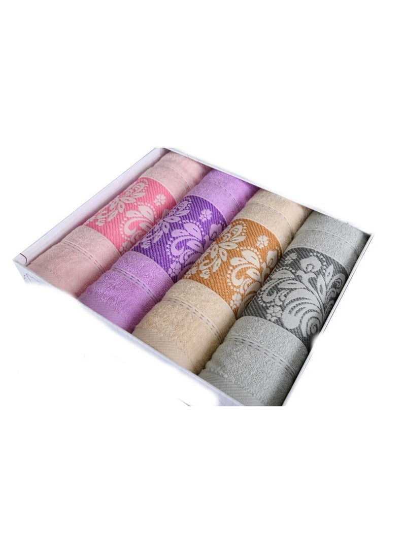 4 pcs Alsweqa Bath Towel Set 100% Pure Egyption Cotton Premimum Quality Home Collection Ultra Soft Aqua Blue,Light Maroon,Light Pink,Cream - Image 3