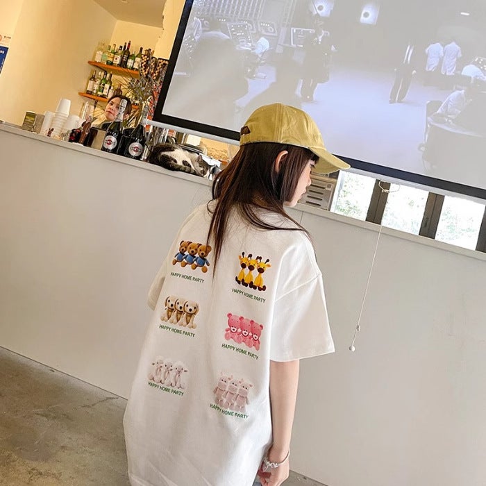 Girls' T-Shirt 2026 Style For Older Girls, Middle School Students, Printed Short-Sleeve Loose Top For Children, Trendy - Image 1