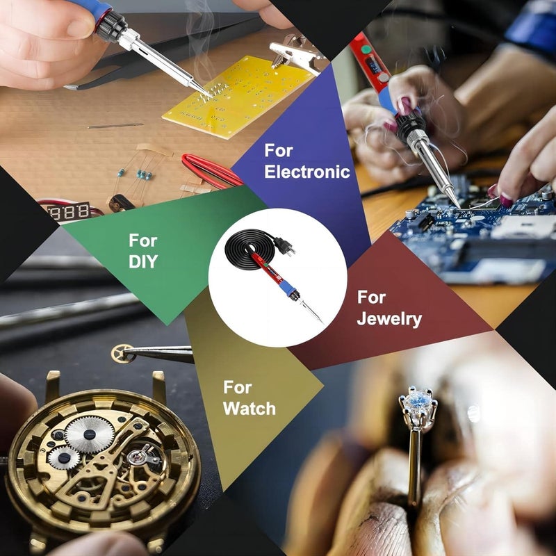 Q-MING Soldering Iron Kit, 90W 110V LED Digital Soldering Iron with Ceramic Heater, Adjustable Temperature Soldering Welding Iron Kit, Auto-sleep, Thermostatic Design - Image 3