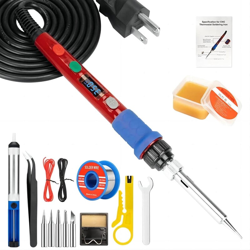 Q-MING Soldering Iron Kit, 90W 110V LED Digital Soldering Iron with Ceramic Heater, Adjustable Temperature Soldering Welding Iron Kit, Auto-sleep, Thermostatic Design - Image 1