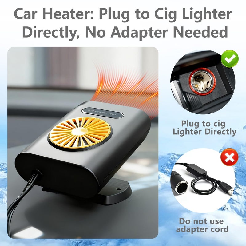 Coficoi Portable Car Heater for Vehicle, 200W 12V Air Conditioner for Car, 2 in 1 Heating Fan Defroster 360Â° Rotatable Cooling Fans Automotive Replacement Heater for SUV,RVs - Image 5