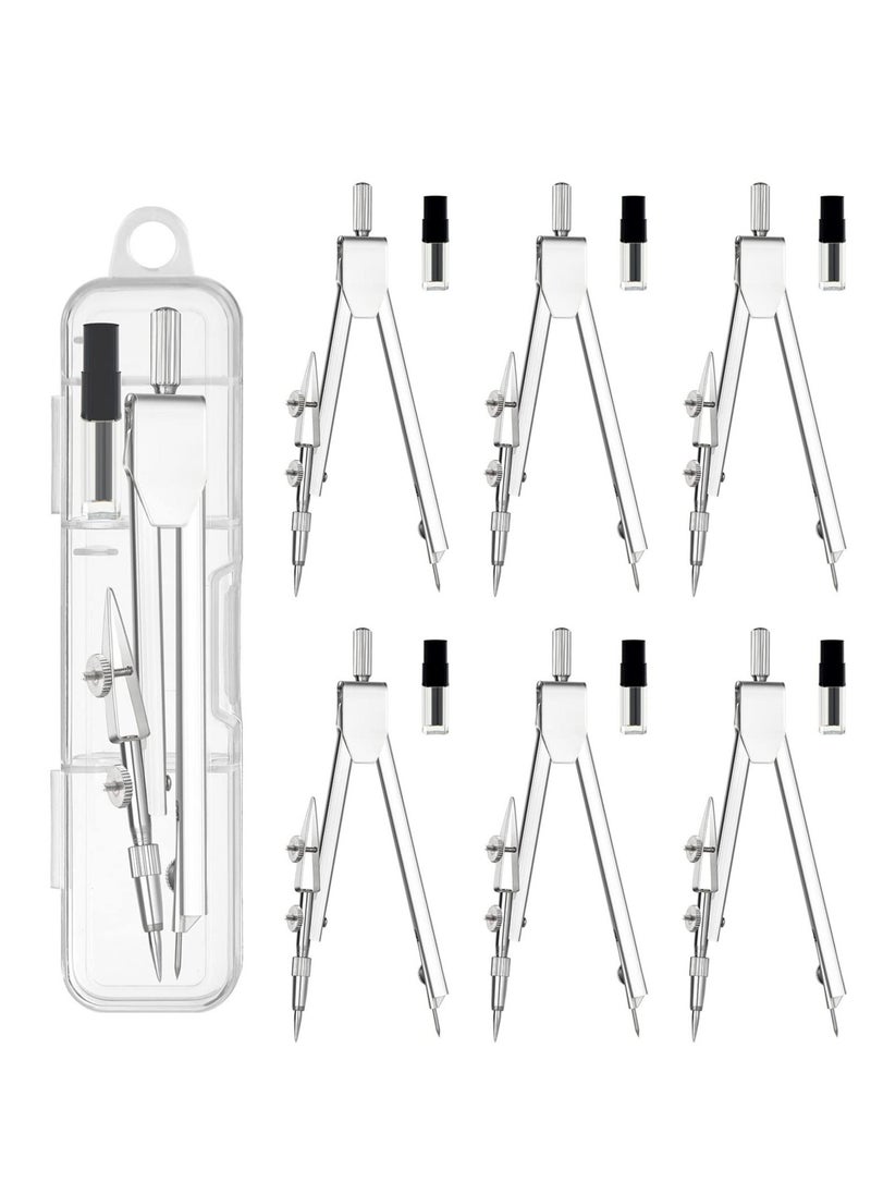 Excefore 6 Pack Compass for Geometry, Drafting Compass for Students, Math Compass, Metal Compass, Professional Drawing Compass, Suitable for Office and School Supplies  - Image 1