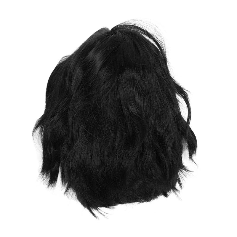 Short Wig: Black Layered Fluffy Synthetic Wig - Adjustable Heat Resistant Breathable Wig for Men Halloween Cosplay Daily Use - Image 3