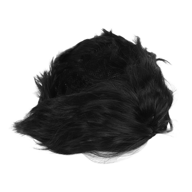 Short Wig: Black Layered Fluffy Synthetic Wig - Adjustable Heat Resistant Breathable Wig for Men Halloween Cosplay Daily Use - Image 4