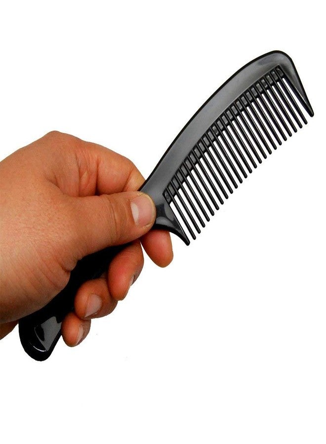 Comfort Axis Large Wide Tooth 8 1/2-Inch Long Comb for Detangling Dry or Wet Hair with Round Handle for Men, Women and Kids, Curly Wavy Straight Long Hair, Black - Pack of 6 - Image 2