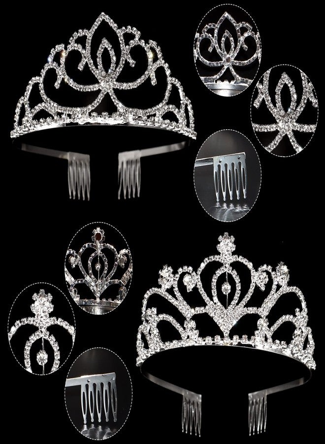 ZOCONE Birthday Tiara Crown for Women, 2 Pack Crystal Princess Tiara for Little Girls, Bridal Crowns for Wedding Party, Hair Accessories Headband with Combs - Image 4