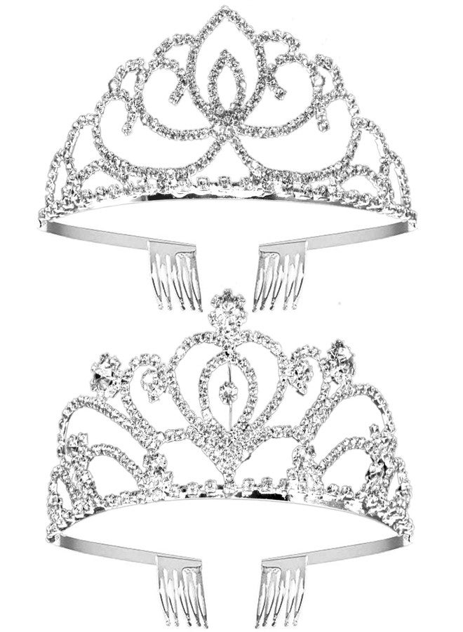 ZOCONE Birthday Tiara Crown for Women, 2 Pack Crystal Princess Tiara for Little Girls, Bridal Crowns for Wedding Party, Hair Accessories Headband with Combs - Image 1