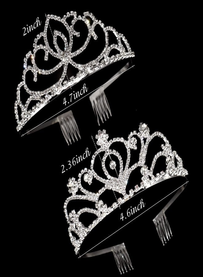 ZOCONE Birthday Tiara Crown for Women, 2 Pack Crystal Princess Tiara for Little Girls, Bridal Crowns for Wedding Party, Hair Accessories Headband with Combs - Image 3