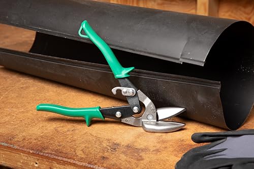 Wiss Crescent Wiss MetalMaster Offset Straight & Right Cut Aviation Snips - Heavy-Duty Metal Cutter with Spring-Loaded Return - Premium Hand Tool - M7R - 9-1/4", Green - Image 4