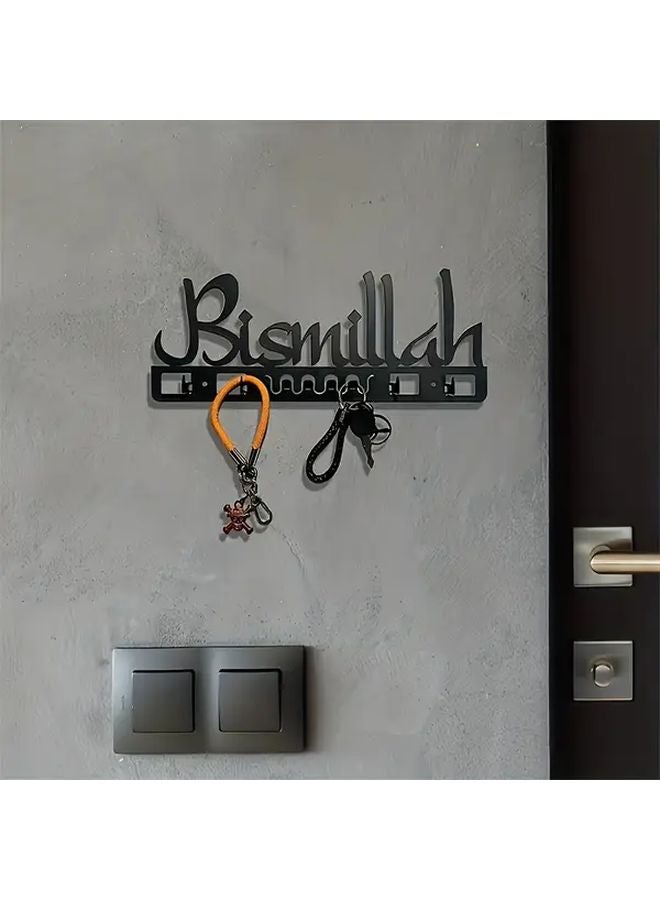 Black Arab Style Metal Key Holder Wall Mounted Organizer Hooks Home Decor Gift - Image 1