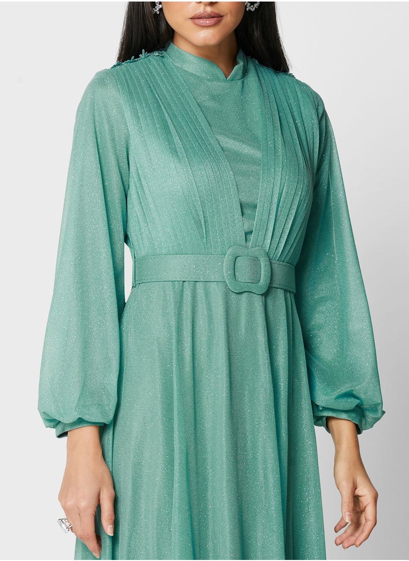 Khizana - Pleat Detail Shimmer Dress - Image 1
