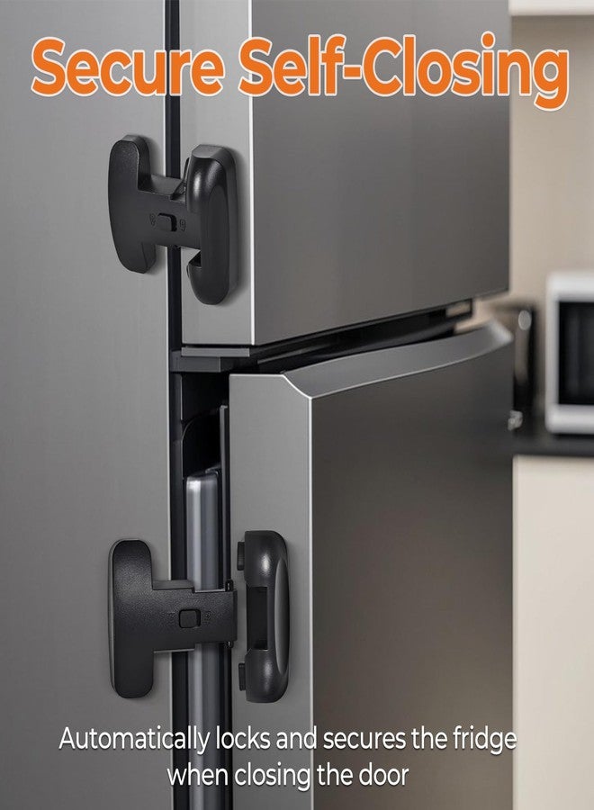 YCTMALL Refrigerator Fridge Door Lock for Kids Child Safety Locks for Doors Freezer Door Lock Easy to Install Keep Door Closed Child Proof Refrigerator，Freezer Door Lock 2 Pack, Black - Image 3