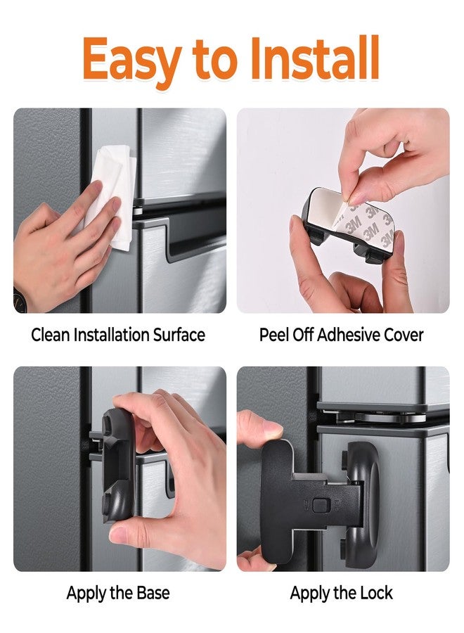 YCTMALL Refrigerator Fridge Door Lock for Kids Child Safety Locks for Doors Freezer Door Lock Easy to Install Keep Door Closed Child Proof Refrigerator，Freezer Door Lock 2 Pack, Black - Image 5