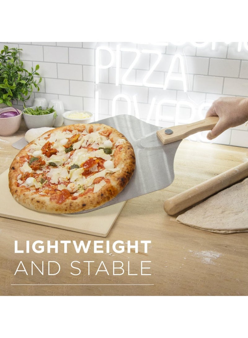 CMGTYYD 12-Inch Pizza Peel with Foldable Wooden Handle – Durable Aluminum Pizza Paddle for Baking, Pizza, Bread, Pastries & Grilling – Lightweight, Compact, Easy Storage - Image 3