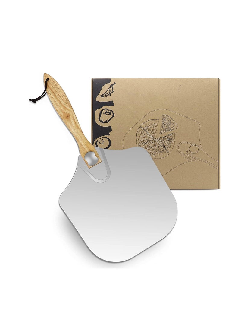CMGTYYD 12-Inch Pizza Peel with Foldable Wooden Handle – Durable Aluminum Pizza Paddle for Baking, Pizza, Bread, Pastries & Grilling – Lightweight, Compact, Easy Storage - Image 1