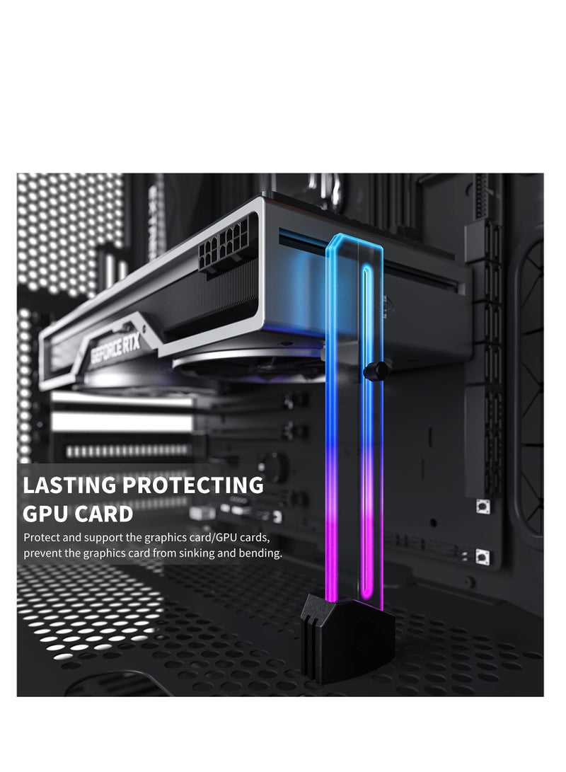 Video Card Sag Holder bracket, 5V Addressable RGB Graphics Card GPU Brace Support Video Card, Built-in 5V ARGB Strip, Adjustable Length and Height Support, Edge Lit Glass Universal GPU Bracket - Image 3