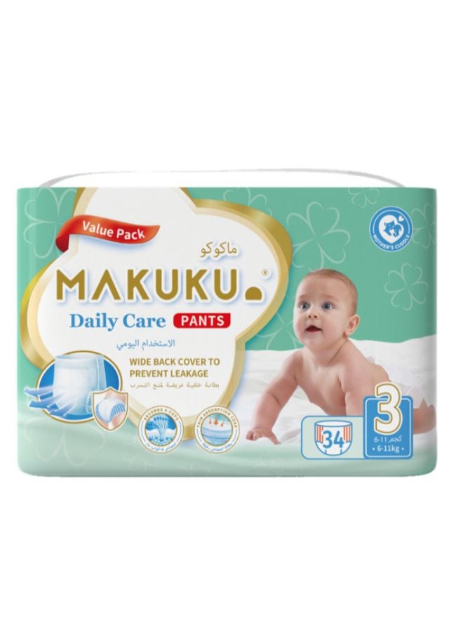 Makuku Daily Care Pants Size 3 Medium Diapers 6-11Kg 34 Diapers - Image 1