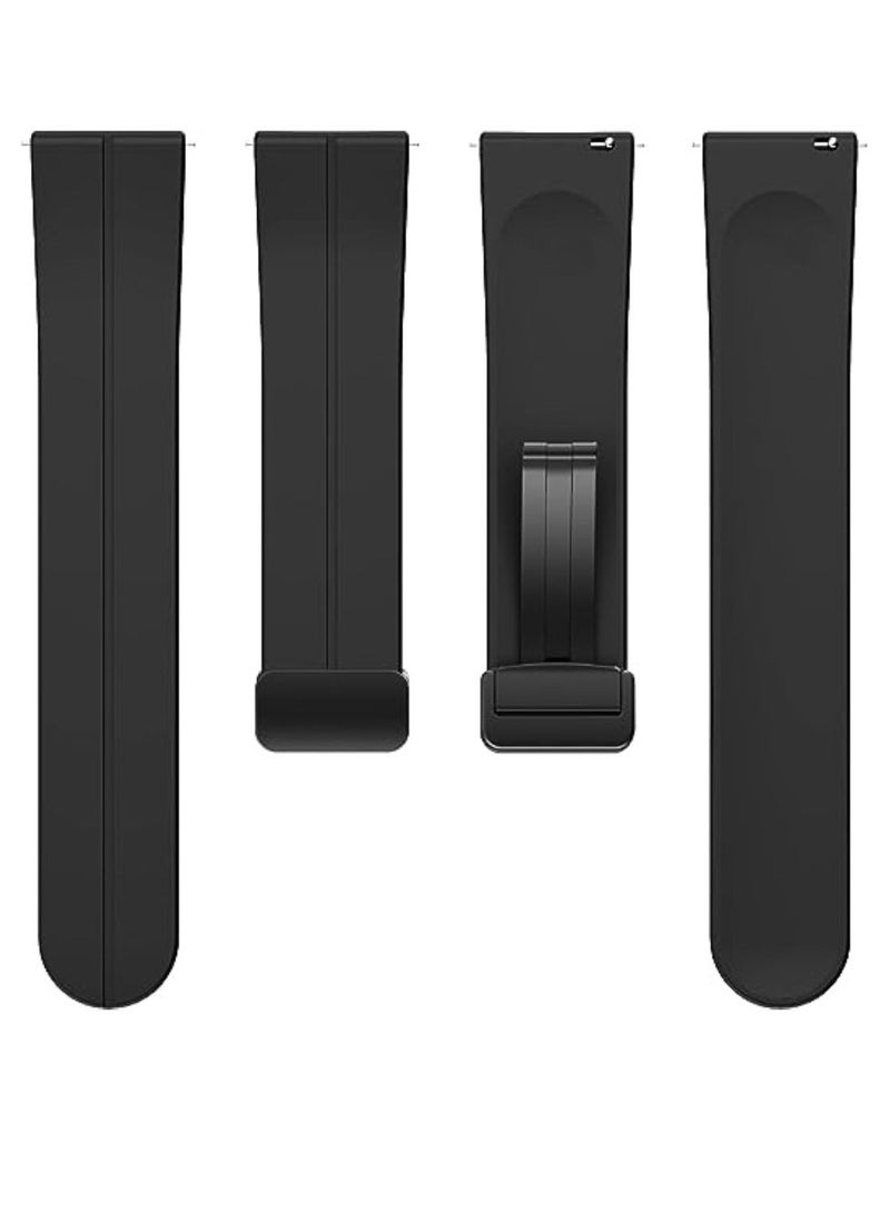 Replacement Silicone Watch Strap 22mm Magnetic Folding Buckle Wristband For Huawei Watch 3 Black