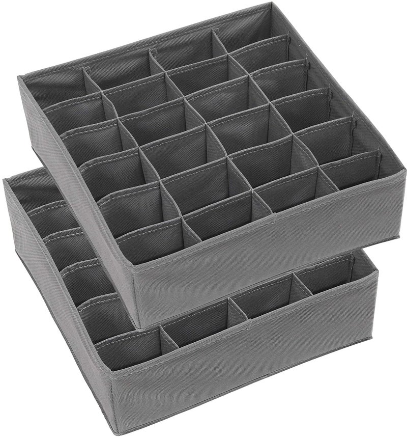 Simple Houseware 2 Pack Simple Houseware Closet Socks Organizer 24 Cell Drawer Divider Dark Grey - Image 3