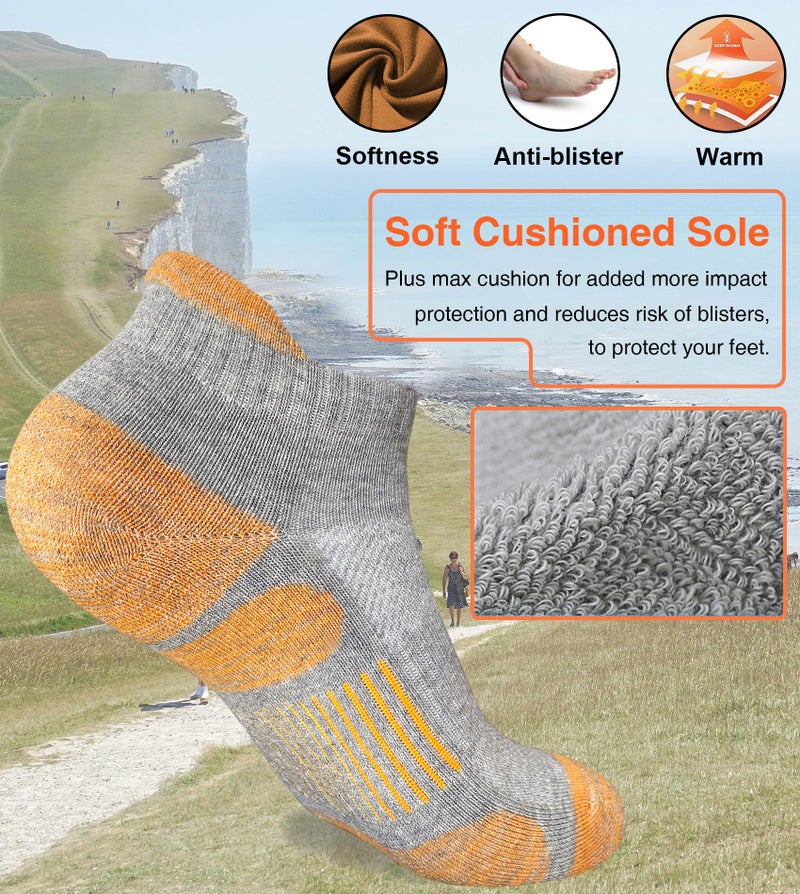 Heyoboy Womens Athletic Running Cotton Socks, Thick Cushioned Anti-blister Wicking Ankle Socks 5 Pairs - Image 3