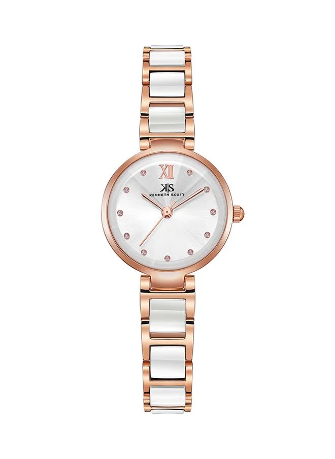 كينيث سكوت Kenneth Scott K22531-KCWW Women's Analog Display Watch & Alloy+Ceramic Strap Two Tone