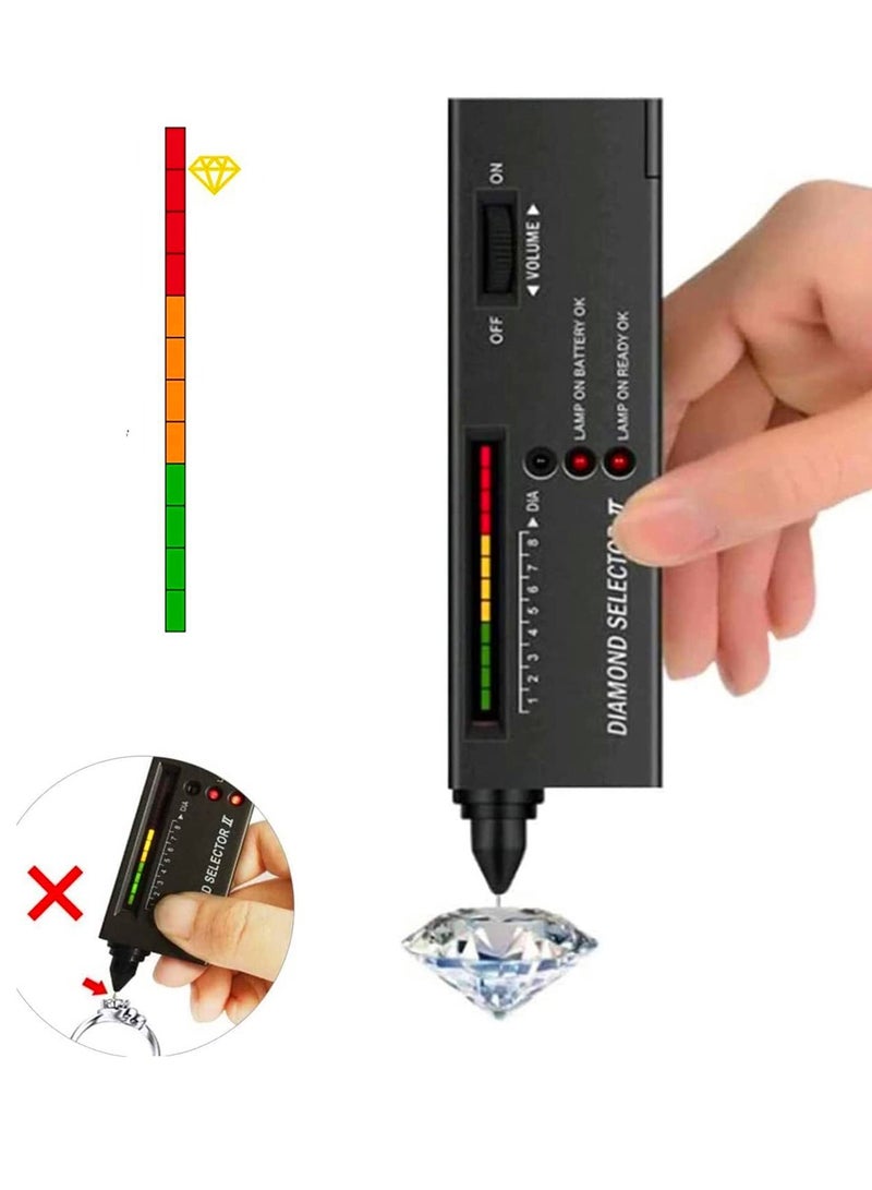 Arabest Professional diamond tester pen high precision diamond tester Jeweller's tool for novice and expert - includes Diamond Selector II 9V battery (black diamond tester) - Image 1