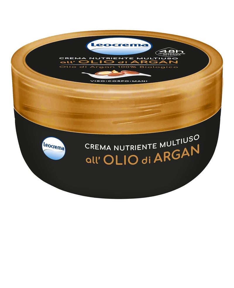 Organic Argan Oil Multipurpose Body & Face Cream - for Exceptional 24-Hour Hydration by Leocrema