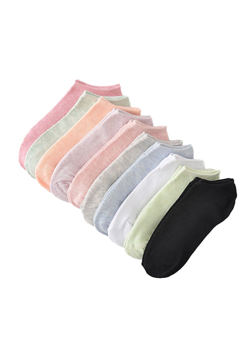 10 Pairs Women Girls Cotton Casual Ankle Socks Multicolour  - Image 2