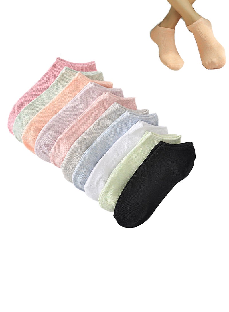 10 Pairs Women Girls Cotton Casual Ankle Socks Multicolour  - Image 1