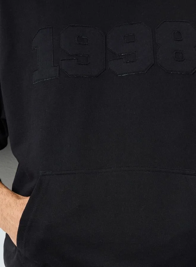 Styli Black Embroidered 1998 Oversized Hoodie