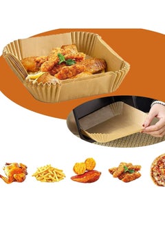 Beauenty 100pcs Air Fryer Disposable Paper Liners，Non Stick Parchment Paper for Air Fryer Liners，Square Food Grade Baking Paper for Air Fryer，16cm/6.3inch，Brown  - Image 2